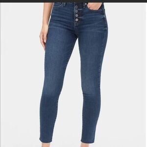 Gap True Skinny Exposed‎ Button Fly Raw Hem Denim Jeans